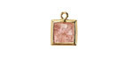 Strawberry Quartz w/ Gold Finish Faceted Square Focal 10x13mm
