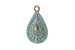Patina Blue Copper (plated) Petal Pendant 15x26mm