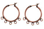 Antique Copper (plated) Hoop Earring w/ 5 Loops 28mm