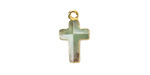 Australian Chrysoprase Faceted Cross Focal w/ Gold Finish 10x15mm