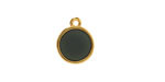 24K Gold (Plated) Transparent Jet Resin Round Focal 12x14mm
