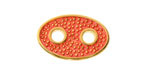 24K Gold (Plated) Guava Enamel Dotted Gold Oval Focal Link 24x16mm