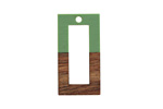 Walnut Wood & Vintage Turquoise Resin Open Rectangle Focal 15x28mm
