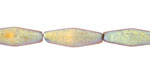 Czech Glass Textured Light Rose AB w/ Gold Rhombus 20x8mm