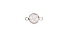 Clear Crystal Round Link in Silver Finish Bezel 14.5x8.5mm