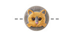 Czech Glass Grey w/ Hand Painted Orange Cat Face Button 18mm