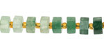 Green Strawberry Quartz Microfaceted Hexagon Heishi 4x8mm