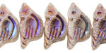 Czech Glass Matte White w/ Metallic Rainbow Bird 11x22mm