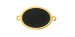 24K Gold (Plated) Jet Enamel Oval Focal Link 27x16mm