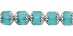 Czech Glass Teal w/ Silver Lantern 10mm