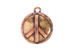 Patricia Healey Antiqued Copper & Brass Peace Sign Charm 22x26mm