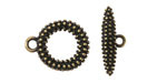 Antique Brass (plated) Beaded Toggle Clasp 19x16mm, 20mm Bar