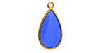 24K Gold (Plated) Transparent Cobalt Blue Resin Drop Focal 13x23mm
