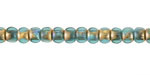 Czech Glass Island Blue w/ Textured Gold AB Trica Beads 4x5mm