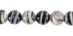 Jet & White Swirl Lampwork Glass Round 10mm