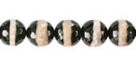 Tibetan (Dzi) Agate Black w/ White Band Faceted Round 10mm