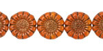 Czech Glass Pumpkin w/ Bronze Sunflower 13mm