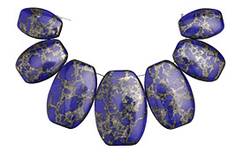 Lapis Pyrite (color enhanced) Bib Graduated Oval Pendant Set 20-35x30-50mm
