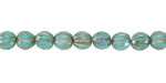 Czech Glass Matte Island Blue AB w/ Platinum Wash Faceted Melon Round 6mm
