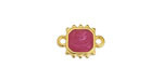 24K Gold (plated) Magenta Pearl Enamel Square Sun Focal Link 19x10mm