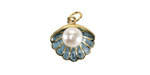 18k Gold (plated) Aqua Pearl Enamel Shell w/ Faux Pearl Focal 16x17mm