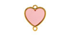 24K Gold (Plated) Transparent Rose Resin Heart Focal Link 16x18mm