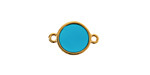 24K Gold (Plated) Transparent Turquoise Resin Round Focal Link 12x17mm
