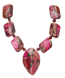 Ruby Impression Jasper & Pyrite Mixed Pendant Set 13-35mm