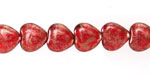 Czech Glass Ruby Red w/ Copper Wash Heart 10mm