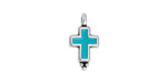 Antique Silver (plated) Turquoise Enamel Cross Focal 9x17mm