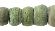 African Glass Green Graduated Antique Hebron Beads 6x15-11x20mm