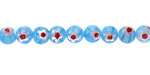 Millefiori Glass Sea Blue w/ White & Red Flower Round 6mm