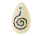 Nepalese Bone w/ Mosaic Turquoise and Coral Unalome Spiral Teardrop Focal 23x37-40mm