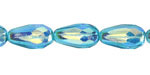 Czech Glass Teal AB Faceted Teardrop 15x8mm