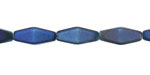 Czech Glass Matte Pacific Blue w/ Metallic Blue Finish Rhombus 14x7mm