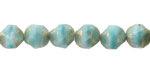 Czech Glass Textured Aquamarine Waters w/ Gold Wash Chandelier Cut 8mm