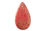 Czech Glass Textured Matte Red w/ Bronze Teardrop 18x30mm