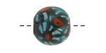 Vintage India Millefiori Bead Teal Round 18-20mm