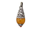 Nepalese Resin Amber & White Brass Teardrop Pendant 10x27mm