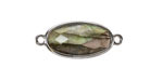 Labradorite Faceted Puff Oval Link w/ Silver Finish Bezel 12x20mm
