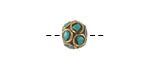 Nepalese Brass rings w/ Turquoise Mosaic Bead 8mm
