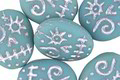 Czech Glass Matte Turquoise w/ Silver Wash Sugar Skull 16x13mm