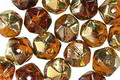Czech Glass Root Beer w/ Gold English Cut Bead 7x8mm