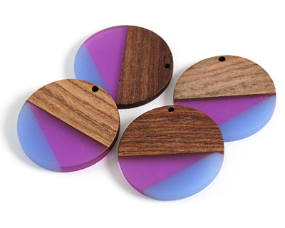 Walnut Wood & Plumeria Resin Coin Focal 38mm