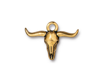 TierraCast Antique Gold (plated) Longhorn Charm 23x17mm